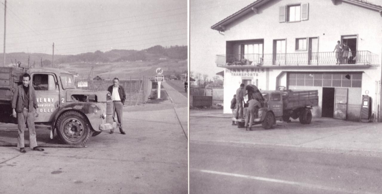 Un camion en réparation , vers 1965